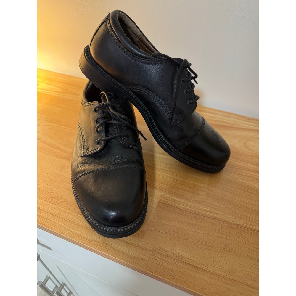Dockers Mens Black Leather Cap Toe Oxford Dress Shoes Lace Up Professional